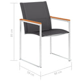 Garden Chairs 2 pcs Textilene and Stainless Steel Grey - Low Angle