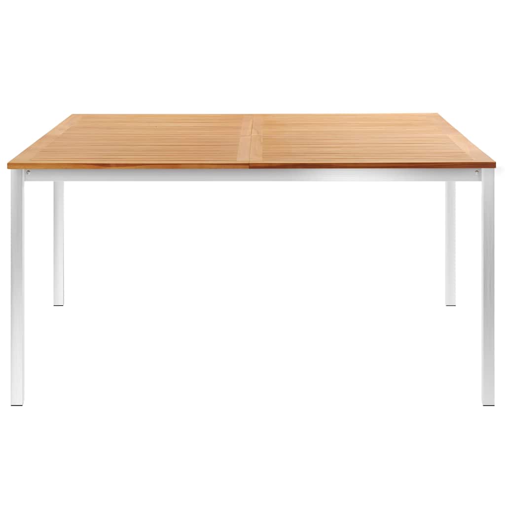 Garden Dining Table 150x150x75 cm Solid Acacia Wood and Stainless Steel