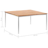 Garden Dining Table 150x150x75 cm Solid Acacia Wood and Stainless Steel - 45-Degree Angle