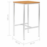 Bar Table 60x60x105 cm Solid Acacia Wood and Stainless Steel