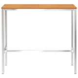 Bar Table 120x60x105 cm Solid Acacia Wood and Stainless Steel - Front View
