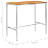 Bar Table 120x60x105 cm Solid Acacia Wood and Stainless Steel