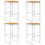 Bar Stools 4 pcs Solid Acacia Wood and Stainless Steel