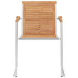 Garden Chairs 2 pcs Solid Teak Wood and Stainless Steel - Side View