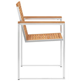 Garden Chairs 2 pcs Solid Teak Wood and Stainless Steel - Top-Down View