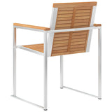 Garden Chairs 2 pcs Solid Teak Wood and Stainless Steel - 45-Degree Angle