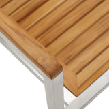 Garden Chairs 2 pcs Solid Teak Wood and Stainless Steel - Close-Up Angle