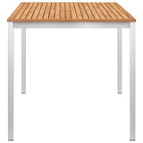 Garden Dining Table 140x80x75 cm Solid Teak Wood and Stainless Steel - Side View
