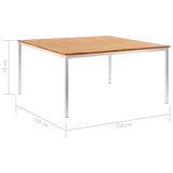 Garden Dining Table 150x150x75 cm Solid Teak Wood and Stainless Steel - 45-Degree Angle