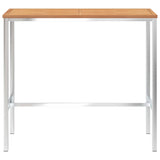 Bar Table 120x60x105 cm Solid Teak Wood and Stainless Steel - Front View