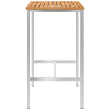 Bar Table 120x60x105 cm Solid Teak Wood and Stainless Steel - Side View