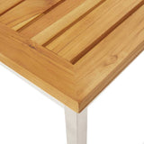 Bar Table 120x60x105 cm Solid Teak Wood and Stainless Steel - 45-Degree Angle