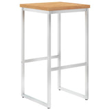 Bar Stools 2 pcs Solid Teak Wood and Stainless Steel - Front View