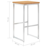 Bar Stools 2 pcs Solid Teak Wood and Stainless Steel - Low Angle