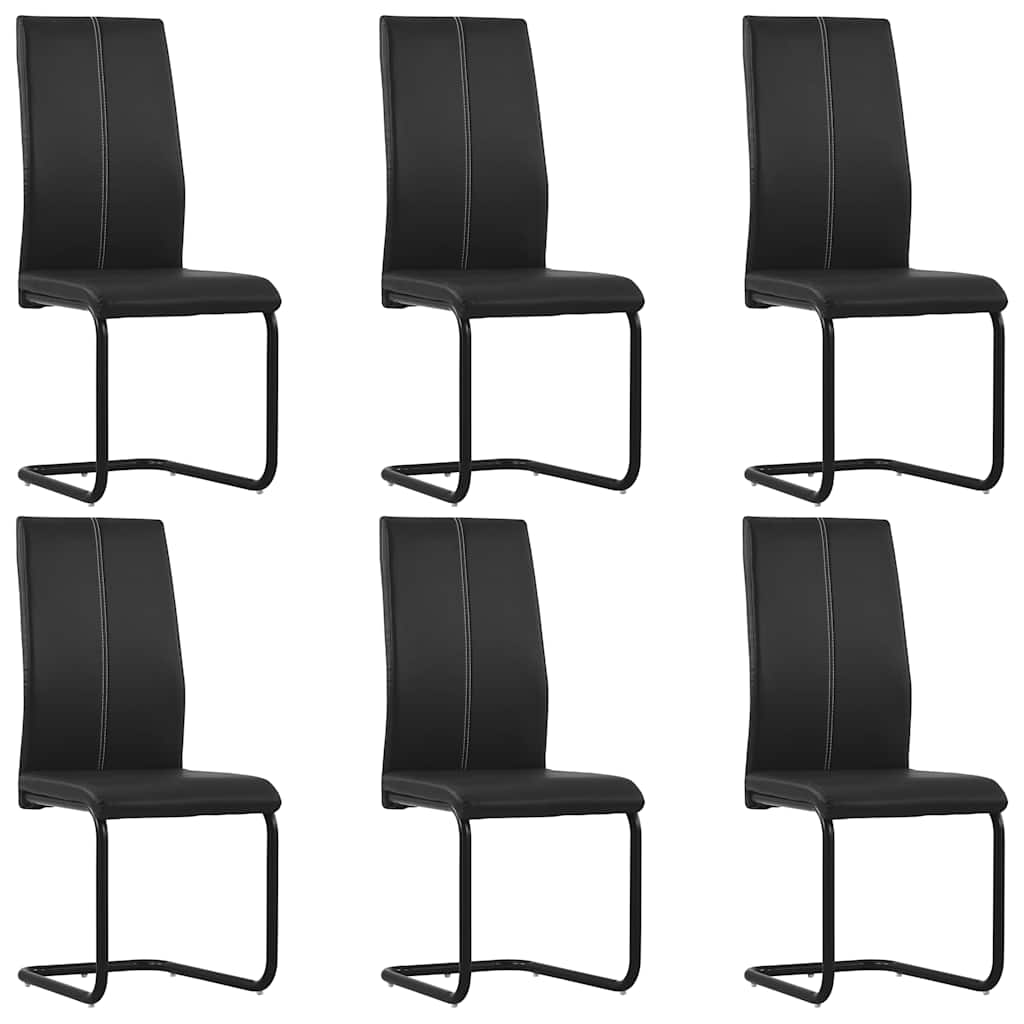 Cantilever Dining Chairs 6 pcs Black Faux Leather