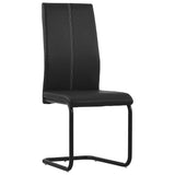 Cantilever Dining Chairs 6 pcs Black Faux Leather - Front View