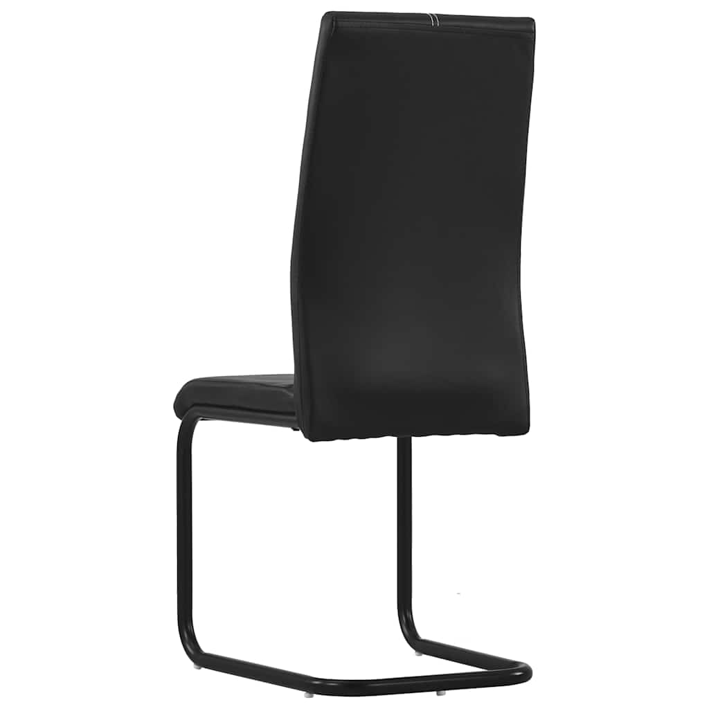 Cantilever Dining Chairs 6 pcs Black Faux Leather