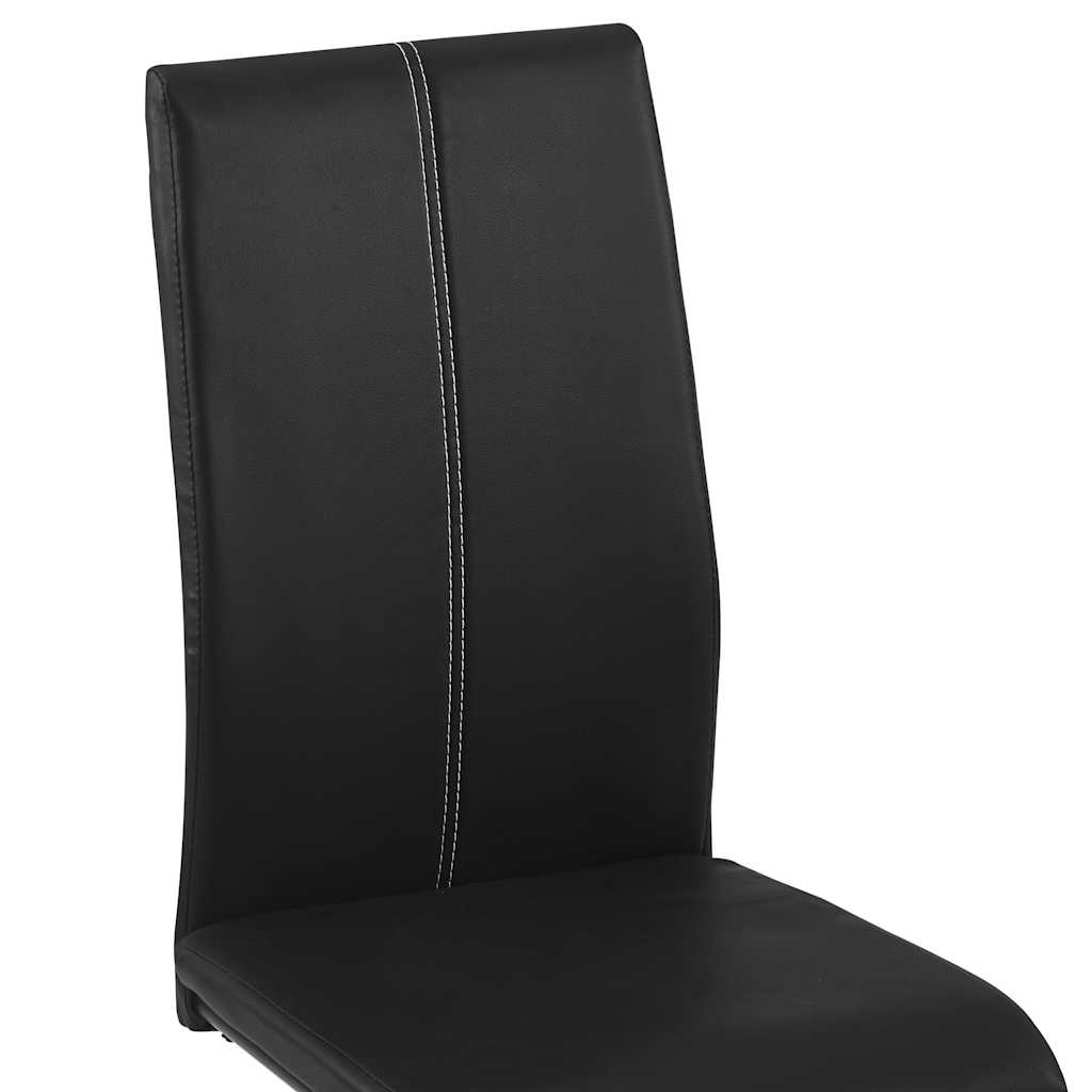 Cantilever Dining Chairs 6 pcs Black Faux Leather