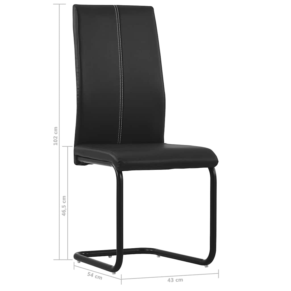 Cantilever Dining Chairs 6 pcs Black Faux Leather