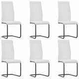 Cantilever Dining Chairs 6 pcs White Faux Leather