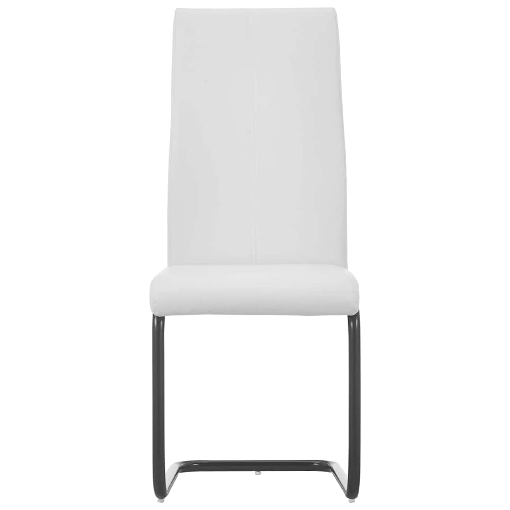 Cantilever Dining Chairs 6 pcs White Faux Leather