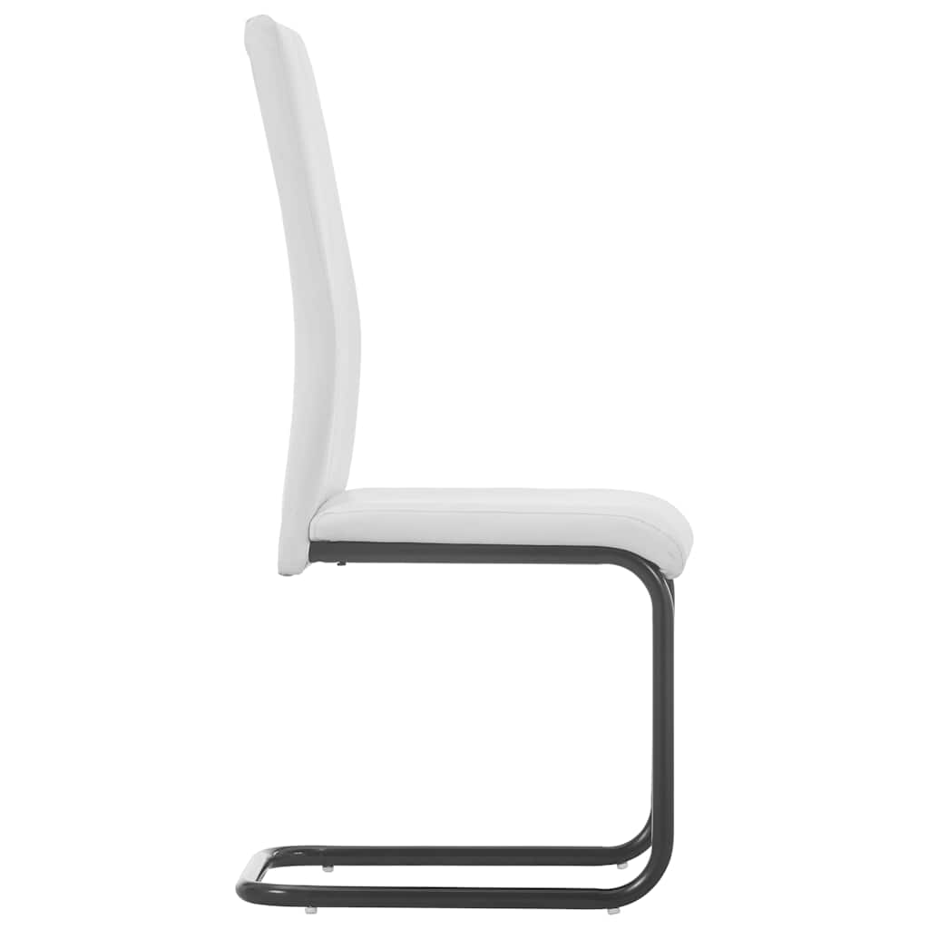 Cantilever Dining Chairs 6 pcs White Faux Leather
