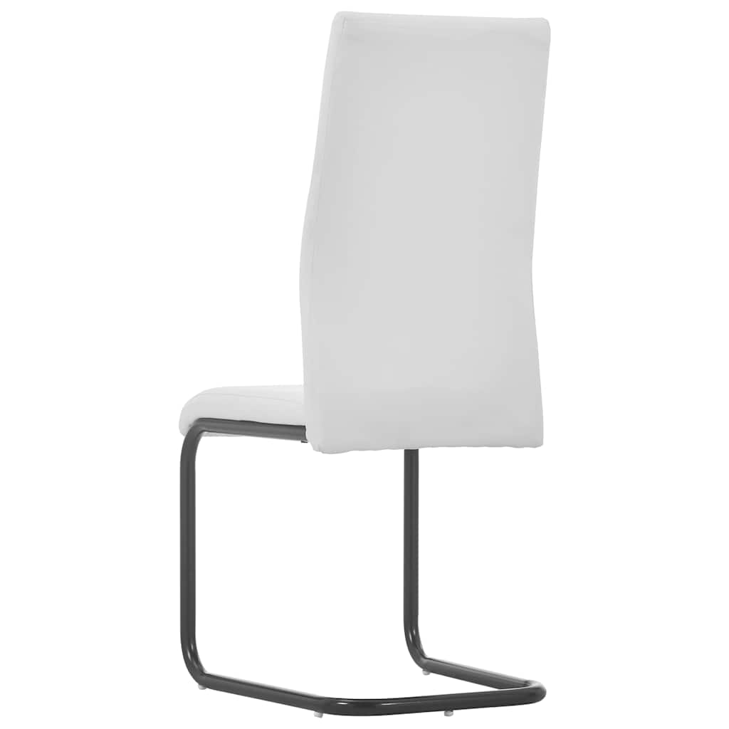 Cantilever Dining Chairs 6 pcs White Faux Leather