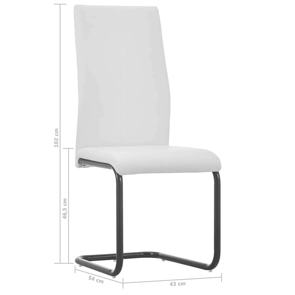 Cantilever Dining Chairs 6 pcs White Faux Leather