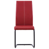 Cantilever Dining Chairs 6 pcs Red Faux Leather - Side View