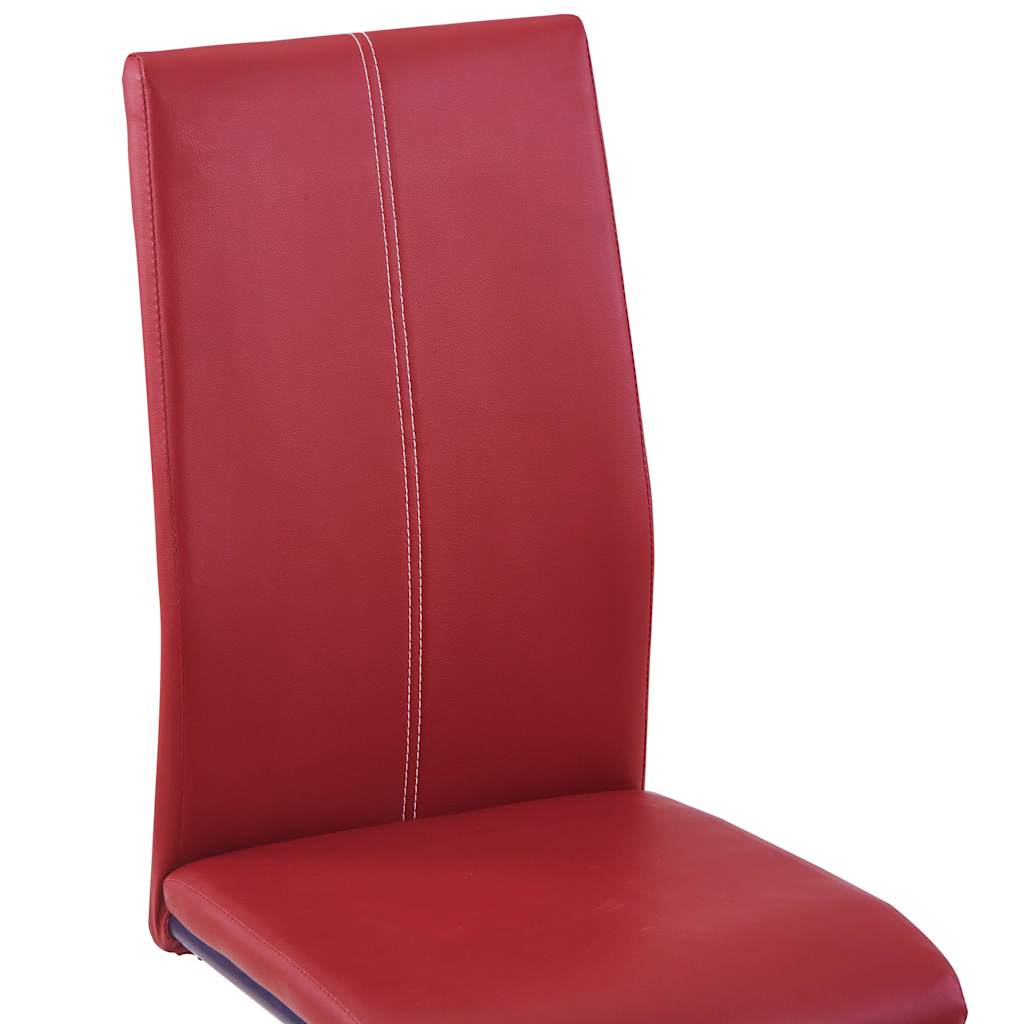 Cantilever Dining Chairs 6 pcs Red Faux Leather
