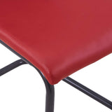 Cantilever Dining Chairs 6 pcs Red Faux Leather - Close-Up Angle