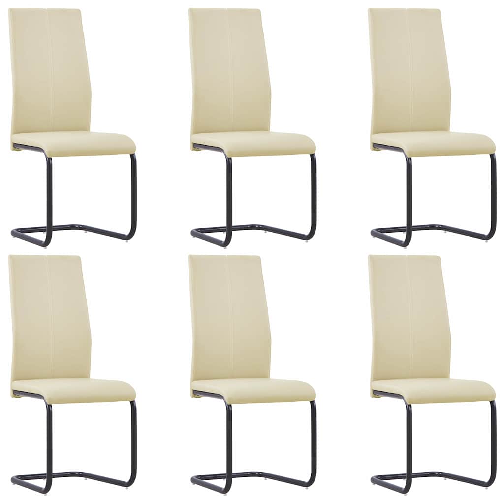 Cantilever Dining Chairs 6 pcs Cappuccino Faux Leather