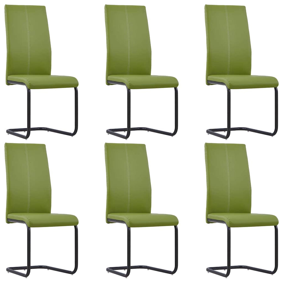 Cantilever Dining Chairs 6 pcs Green Faux Leather