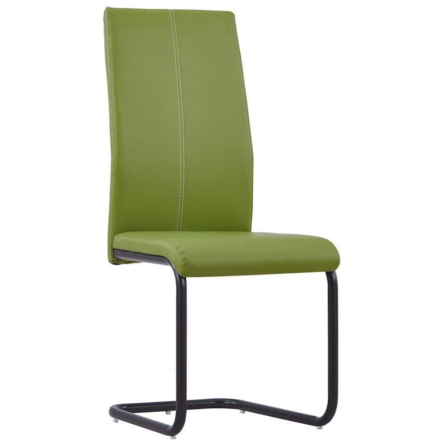 Cantilever Dining Chairs 6 pcs Green Faux Leather