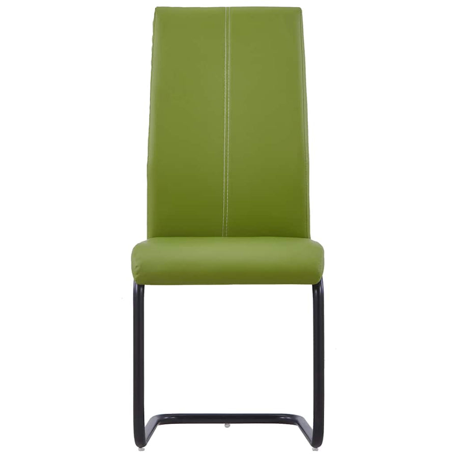 Cantilever Dining Chairs 6 pcs Green Faux Leather