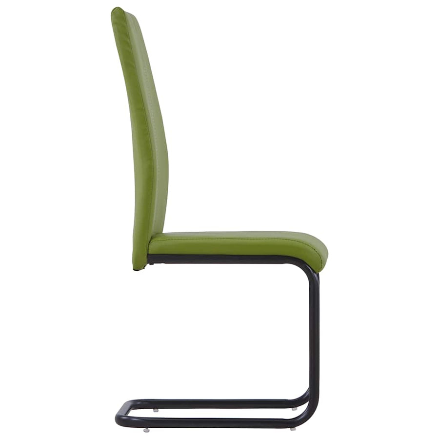 Cantilever Dining Chairs 6 pcs Green Faux Leather