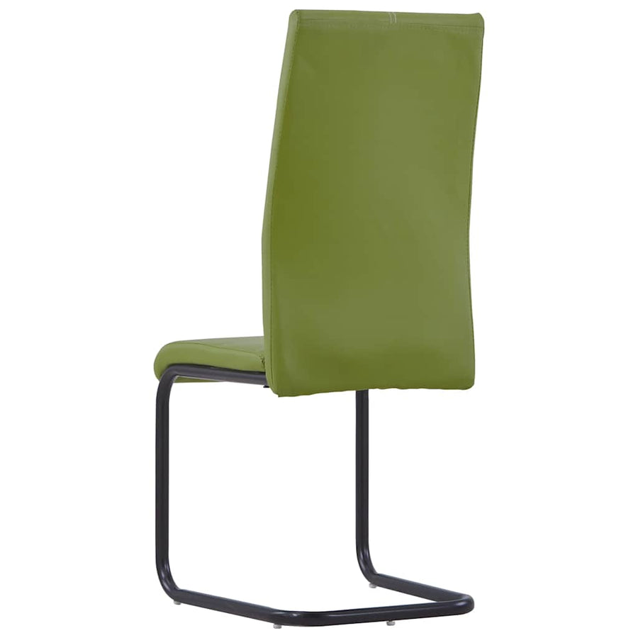 Cantilever Dining Chairs 6 pcs Green Faux Leather