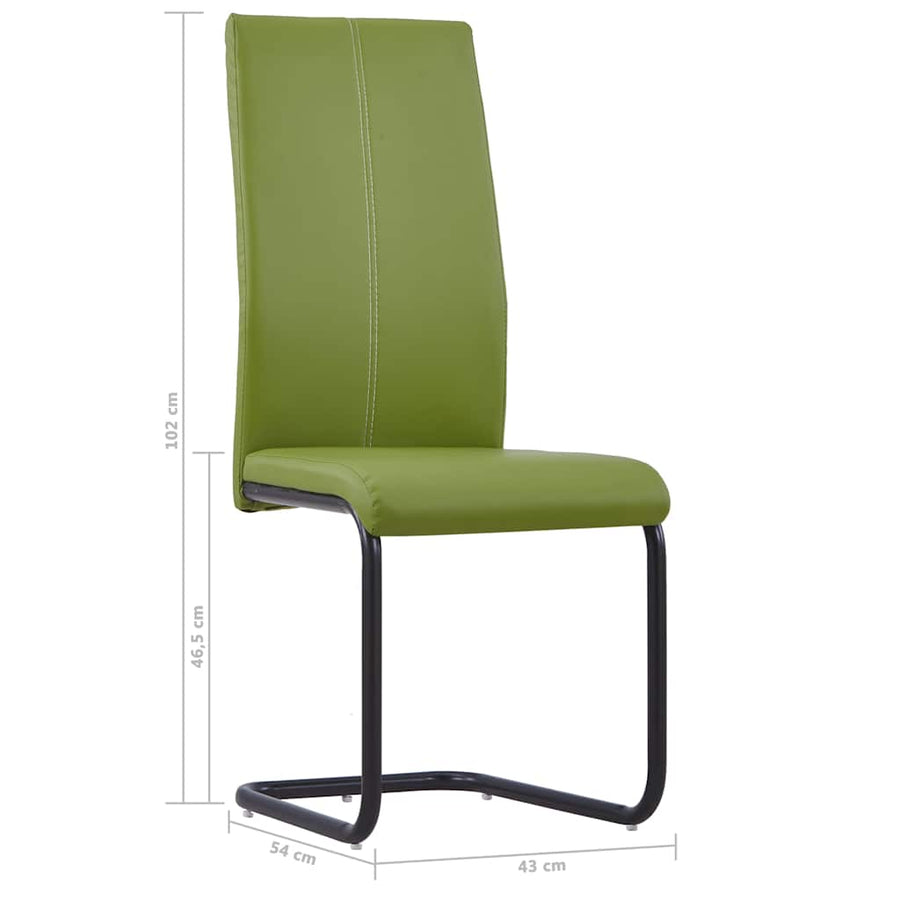 Cantilever Dining Chairs 6 pcs Green Faux Leather