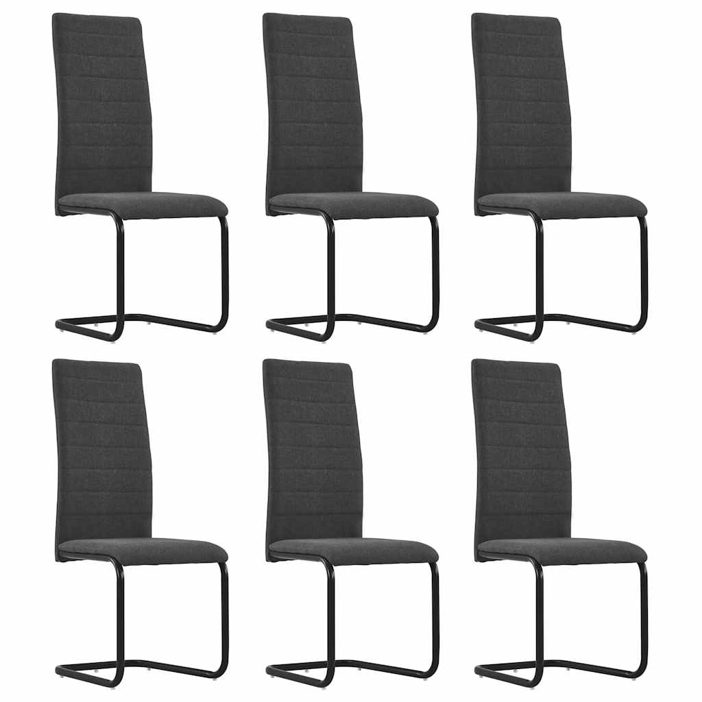 Cantilever Dining Chairs 6 pcs Dark Grey Fabric