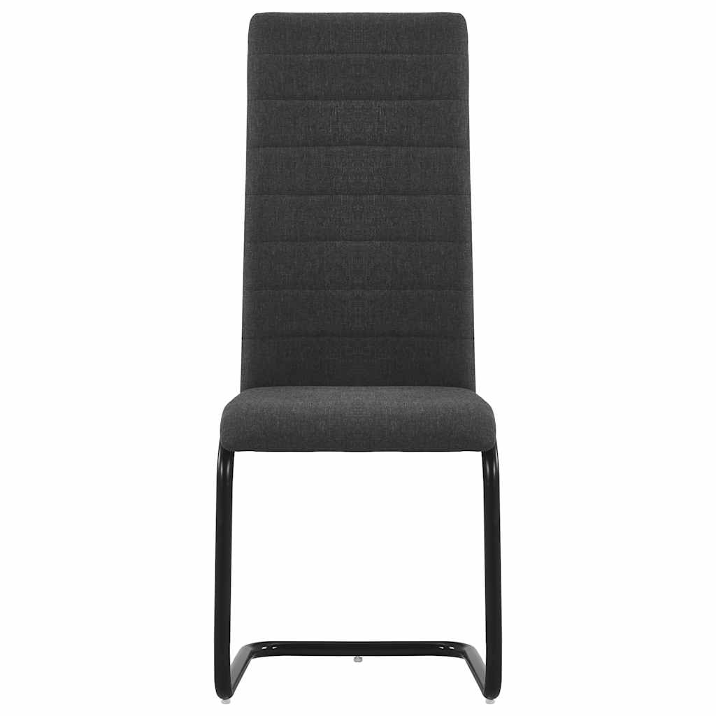Cantilever Dining Chairs 6 pcs Dark Grey Fabric