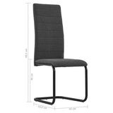 Cantilever Dining Chairs 6 pcs Dark Grey Fabric - Low Angle