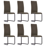 Cantilever Dining Chairs 6 pcs Brown Fabric