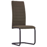 Cantilever Dining Chairs 6 pcs Brown Fabric - Front View
