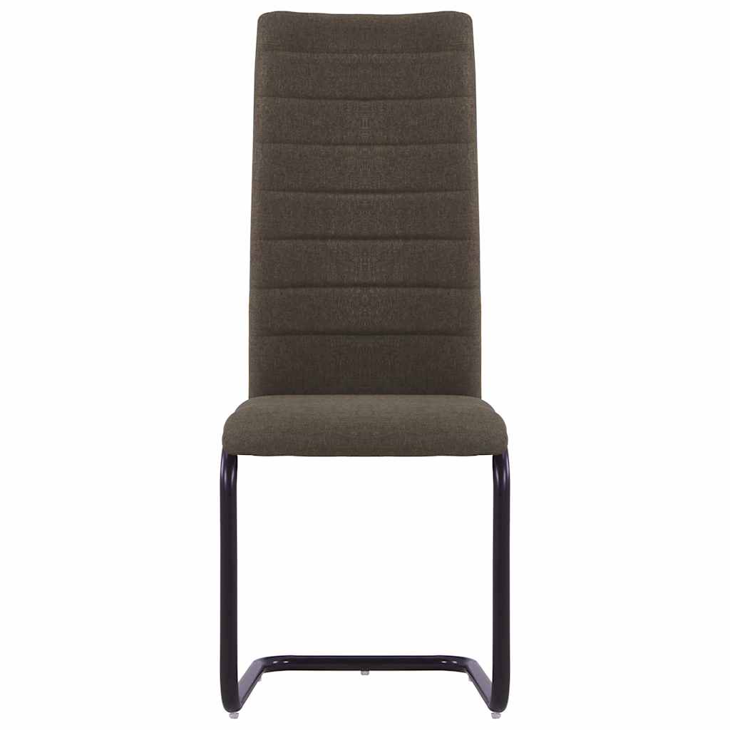 Cantilever Dining Chairs 6 pcs Brown Fabric
