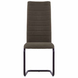 Cantilever Dining Chairs 6 pcs Brown Fabric