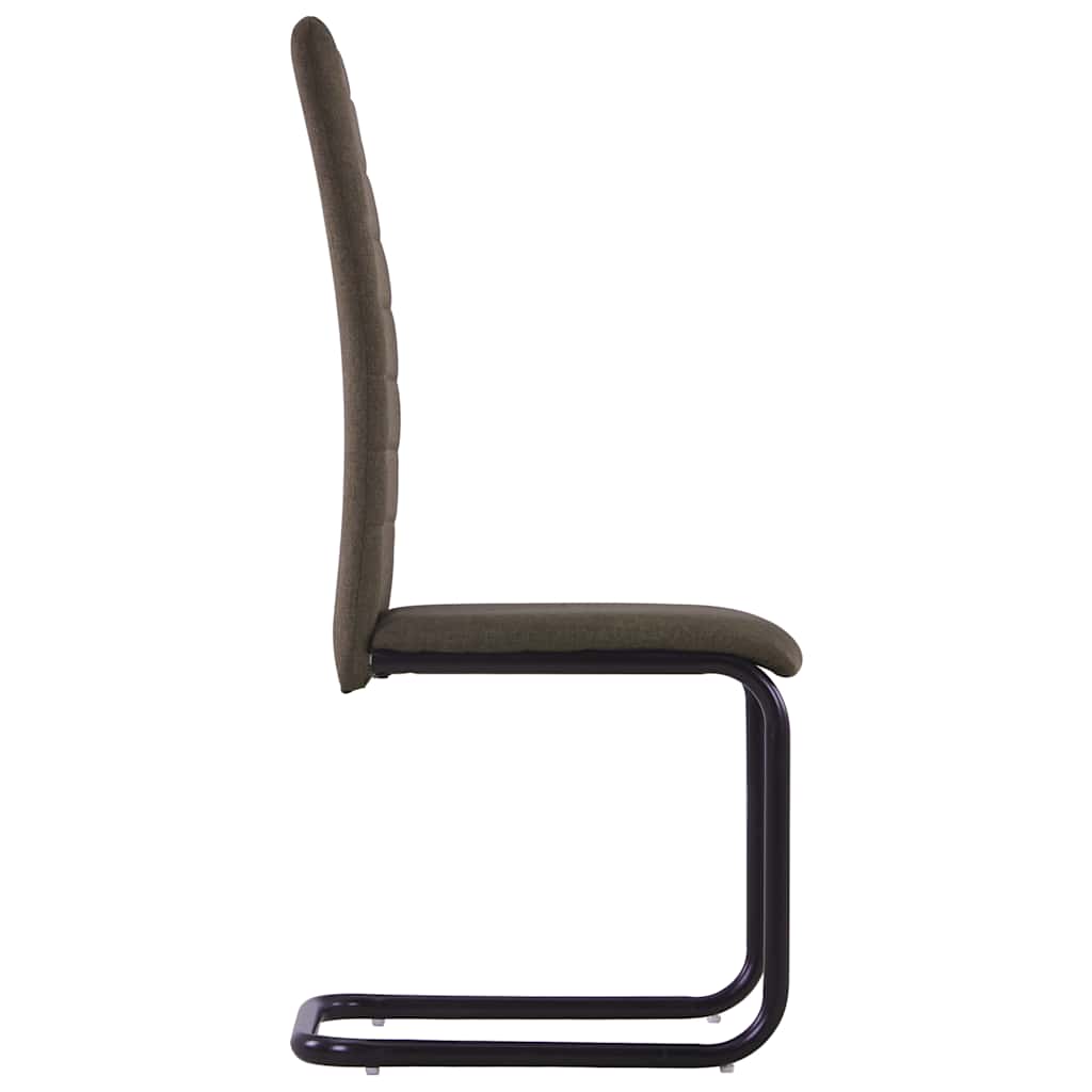 Cantilever Dining Chairs 6 pcs Brown Fabric