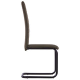 Cantilever Dining Chairs 6 pcs Brown Fabric