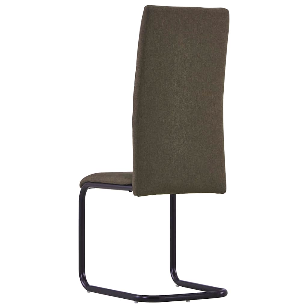Cantilever Dining Chairs 6 pcs Brown Fabric