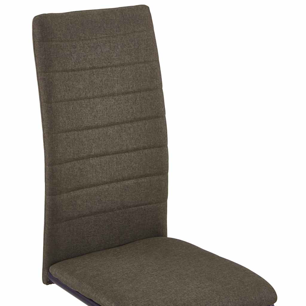 Cantilever Dining Chairs 6 pcs Brown Fabric