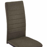 Cantilever Dining Chairs 6 pcs Brown Fabric - Rear View